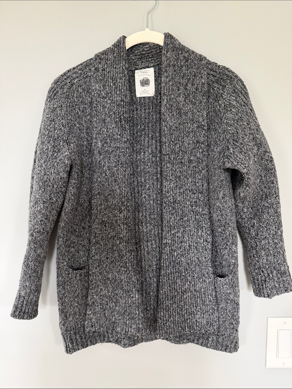 Zara Heathered Gray Open-Front Knit Cardigan